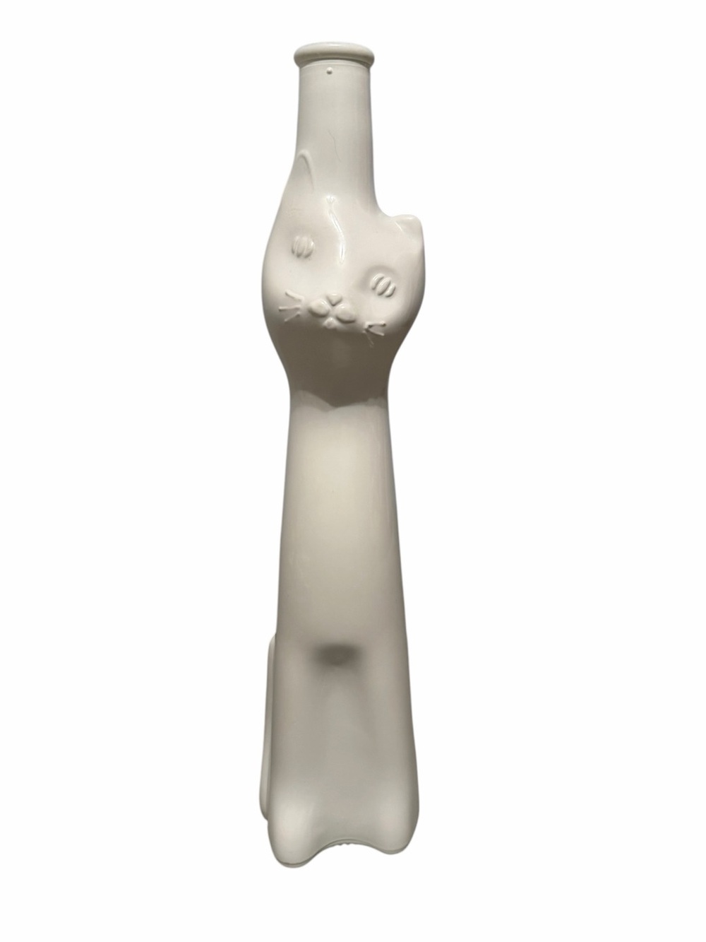 White Cat Wine Bottle Vase